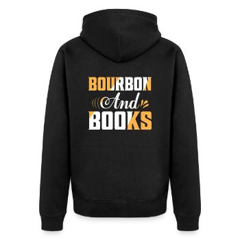 Bourbon And Books Drinking Whiskey - Unisex Premium Bio Zip Hoodie - Schwarz - Hinten - Nico (187cm)