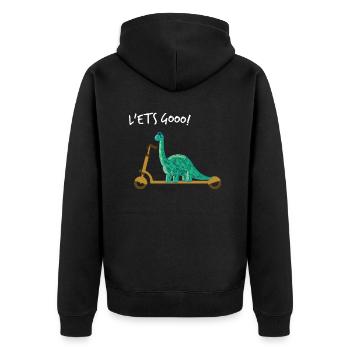 Cute Dino Little Dinosaur Blue with scooter - Unisex Premium Organic Zip Hoodie - black - Back - Nico (187cm)