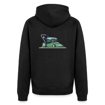 Rasenmäher - Unisex Premium Bio Zip Hoodie - Schwarz - Hinten - Nico (187cm)