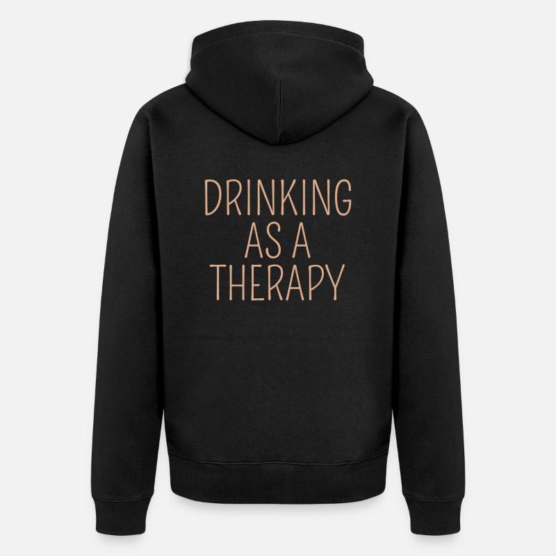 drinking as a therapy - Unisex Premium Bio Zip Hoodie - Schwarz