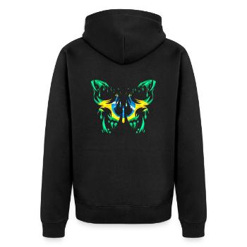 Brasilien Landesflagge Offizielle Staaten Kontinent - Unisex Premium Bio Zip Hoodie - Schwarz - Hinten - Nico (187cm)