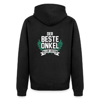 Bester Onkel - Unisex Premium Bio Zip Hoodie - Schwarz - Hinten - Nico (187cm)