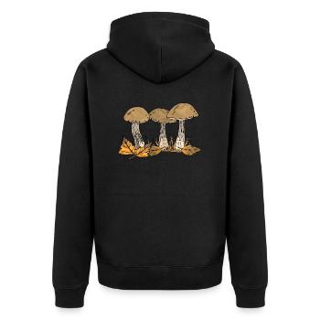 Pilze - Unisex Premium Bio Zip Hoodie - Schwarz - Hinten - Nico (187cm)