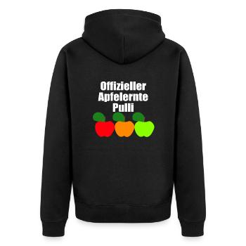 offizieller Apfelernte Pulli - Unisex Premium Bio Zip Hoodie - Schwarz - Hinten - Nico (187cm)