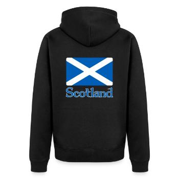 Schottland Flagge mit Text - Unisex Premium Bio Zip Hoodie - Schwarz - Hinten - Nico (187cm)