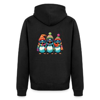 Drôle de Noël pingouins cool - Veste à capuche bio Premium Unisexe - noir - Dos - Nico (187cm)