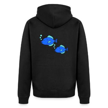 fische comic - Unisex Premium Bio Zip Hoodie - Schwarz - Hinten - Nico (187cm)