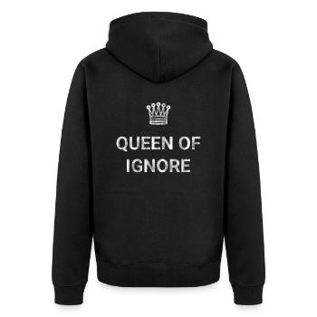 Queen of ignore - Unisex Premium Organic Zip Hoodie - black - Back - Nico (187cm)