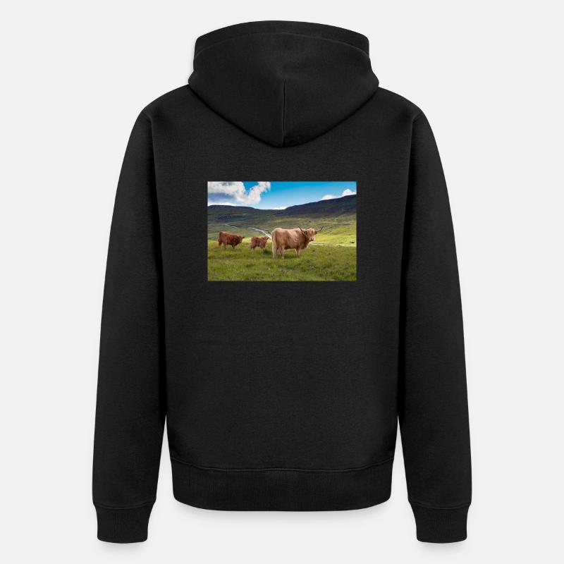 Bovins écossais des Highlands - Veste à capuche bio Premium Unisexe - noir