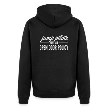 Jump Pilots Have an Open Door Policy - Skydiving - Unisex Premium Organic Zip Hoodie - black - Back - Nico (187cm)