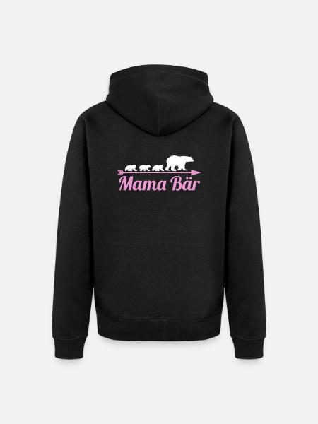 Mutter Mama Bär - Unisex Premium Bio Zip Hoodie - Schwarz