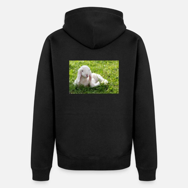 Agneau avec un baiser - Veste à capuche bio Premium Unisexe - noir
