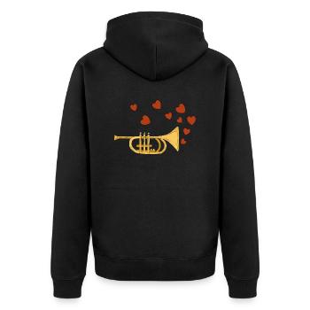 Musik - Unisex Premium Bio Zip Hoodie - Schwarz - Hinten - Nico (187cm)