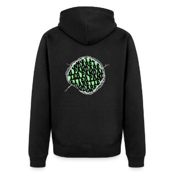 tierschützer spaß animalliberationfront zitat - Unisex Premium Bio Zip Hoodie - Schwarz - Hinten - Nico (187cm)