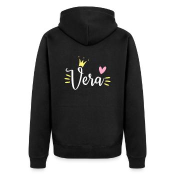 Vera Nom Couronne Design Image Télécharger Supprimer Plus - Veste à capuche bio Premium Unisexe - noir - Dos - Nico (187cm)