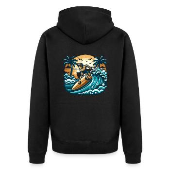 Surfers in action - Unisex Premium Organic Zip Hoodie - black - Back - Nico (187cm)