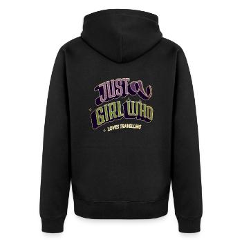 bday camping beer artistic buy camping partner - Unisex Premium Bio Zip Hoodie - Schwarz - Hinten - Nico (187cm)