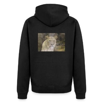 lioness CSC 0862 - Unisex Premium Organic Zip Hoodie - black - Back - Nico (187cm)
