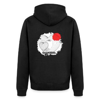 Herz im Inneren, Inneres Herz, Liebe - Unisex Premium Bio Zip Hoodie - Schwarz - Hinten - Nico (187cm)
