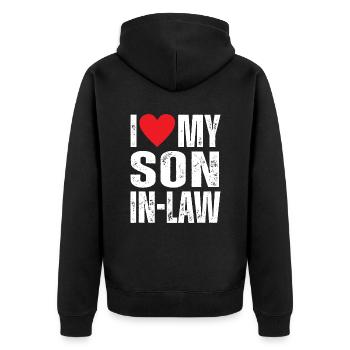I Love My Son in Law - Unisex Premium Organic Zip Hoodie - black - Back - Nico (187cm)