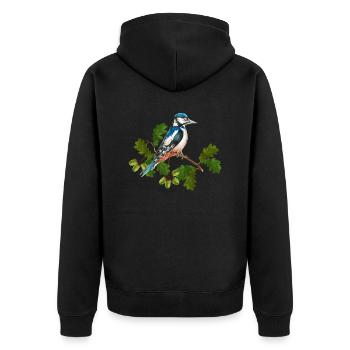 Bunter Vogel - Unisex Premium Bio Zip Hoodie - Schwarz - Hinten - Nico (187cm)