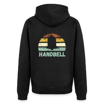 Handbell Retro Vintage Music Instrument - Unisex Premium Organic Zip Hoodie - black - Back - Nico (187cm)