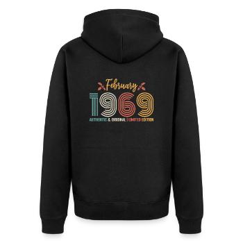 Février 1969 anniversaire Février 1969 rétro - Veste à capuche bio Premium Unisexe - noir - Dos - Nico (187cm)