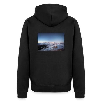 Alpen Glow On Agrafa mountain range in Greece - Unisex Premium Organic Zip Hoodie - black - Back - Nico (187cm)