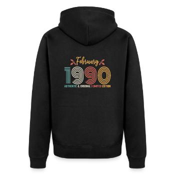 Février 1990 anniversaire Février 1990 rétro - Veste à capuche bio Premium Unisexe - noir - Dos - Nico (187cm)