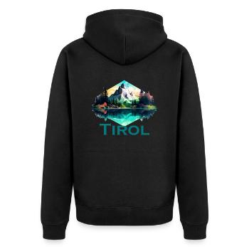 Tirol mit Berge, dem Land Tirol die Treue Alpen - Unisex Premium Bio Zip Hoodie - Schwarz - Hinten - Nico (187cm)