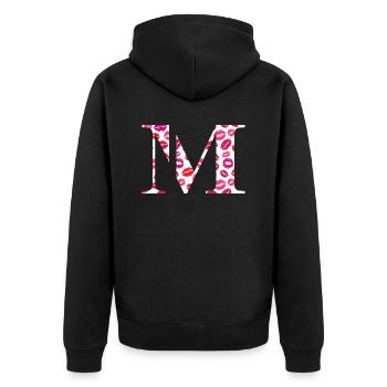 Buchstabe m Küsse - Unisex Premium Bio Zip Hoodie - Schwarz - Hinten - Nico (187cm)