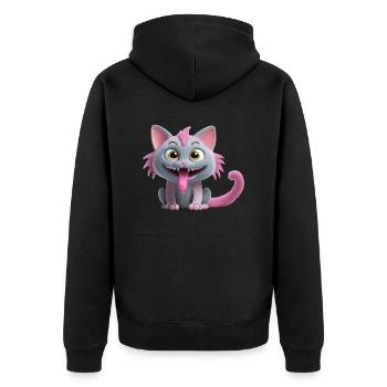 Chat monstre effrayant et mignon - Veste à capuche bio Premium Unisexe - noir - Dos - Nico (187cm)