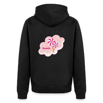 Sweet for Sweetness - Unisex Premium Organic Zip Hoodie - black - Back - Nico (187cm)