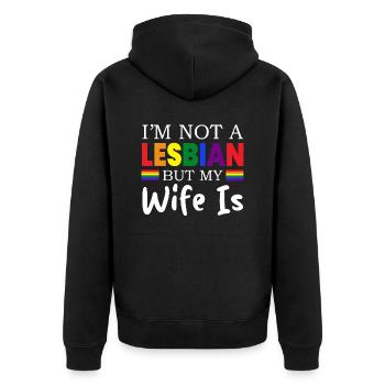 Je ne suis pas lesbienne mais ma femme est drôle Mariage LGBT - Veste à capuche bio Premium Unisexe - noir - Dos - Nico (187cm)