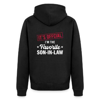 Favorite son in law mother in law or father in law - Unisex Premium Organic Zip Hoodie - black - Back - Nico (187cm)