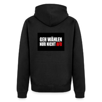 geh wählen nur nicht afd - Unisex Premium Bio Zip Hoodie - Schwarz - Hinten - Nico (187cm)
