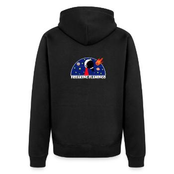 SpaceFreak - Unisex Premium Bio Zip Hoodie - Schwarz - Hinten - Nico (187cm)