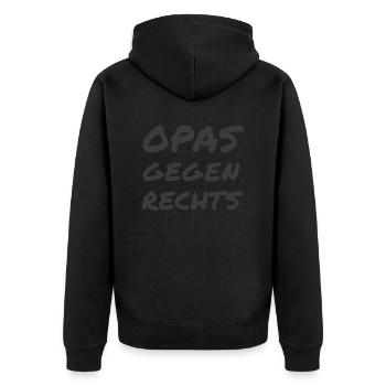 Opas gegen Rechts - Unisex Premium Bio Zip Hoodie - Schwarz - Hinten - Nico (187cm)