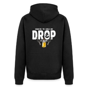 Changing The World One Drop At A Time Essential Oi - Unisex Premium Organic Zip Hoodie - black - Back - Nico (187cm)