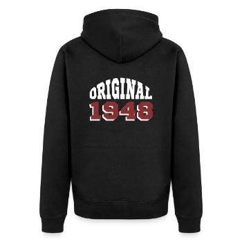 Original 1948 - Unisex Premium Bio Zip Hoodie - Schwarz - Hinten - Nico (187cm)