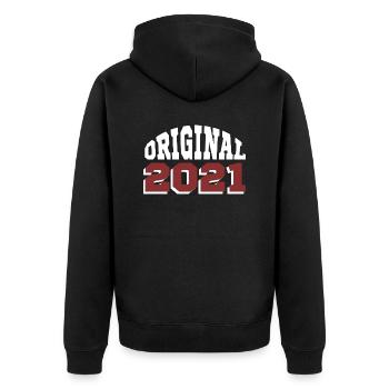 Ursprünglich: 2021 - Unisex Premium Bio Zip Hoodie - Schwarz - Hinten - Nico (187cm)