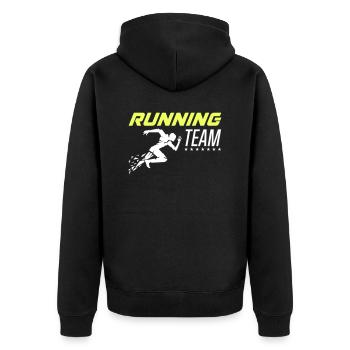 Running Team 1 - Unisex Premium Organic Zip Hoodie - black - Back - Nico (187cm)
