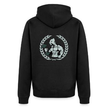bodybuilder jaguar - Unisex Premium Bio Zip Hoodie - Schwarz - Hinten - Nico (187cm)