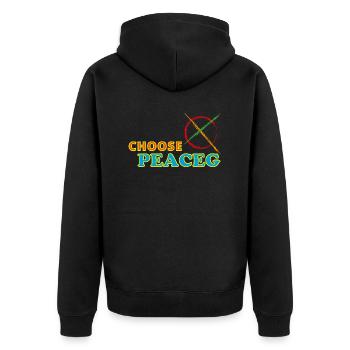 Choisissez la paix - Wähle den Frieden - Veste à capuche bio Premium Unisexe - noir - Dos - Nico (187cm)