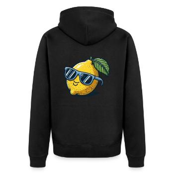 Lemon Sunglasses Summer - Unisex Premium Organic Zip Hoodie - black - Back - Nico (187cm)