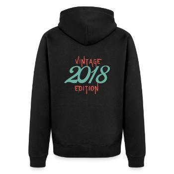Jahrgang 2018 Ausgabe - Unisex Premium Bio Zip Hoodie - Schwarz - Hinten - Nico (187cm)