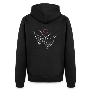 Hands Holding Love Heart - Unisex Premium Organic Zip Hoodie - black - Back - Nico (187cm)