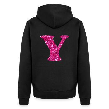 Letter y pink glitter - Unisex Premium Organic Zip Hoodie - black - Back - Nico (187cm)
