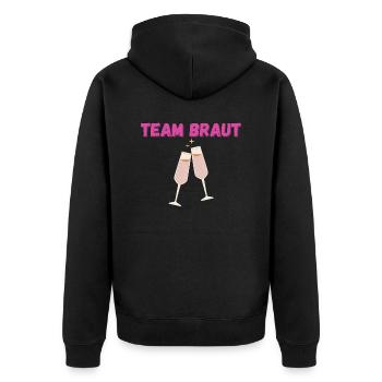 TEAM BRAUT - Unisex Premium Bio Zip Hoodie - Schwarz - Hinten - Nico (187cm)