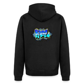Graffiti KARL Blue Brick Crack - Unisex Premium Organic Zip Hoodie - black - Back - Nico (187cm)